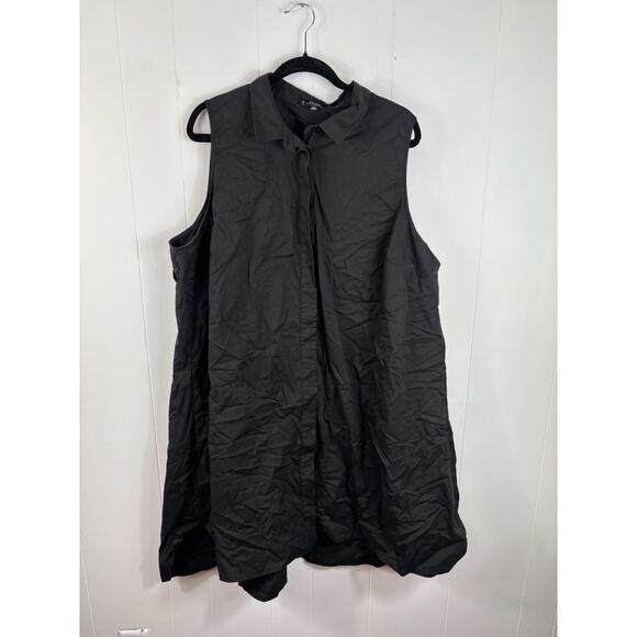 Eloquii Plus Sz 24 Black Button Up Open Sides Capsule Midi Dress Open Back - Picture 1 of 8